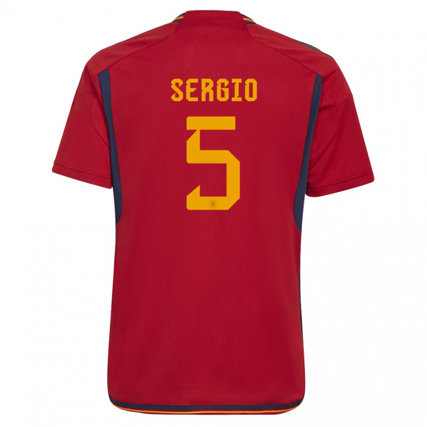 Kinder Spanische Sergio Busquets #5 Rot Heimtrikot Trikot 22-24 T-shirt Belgien