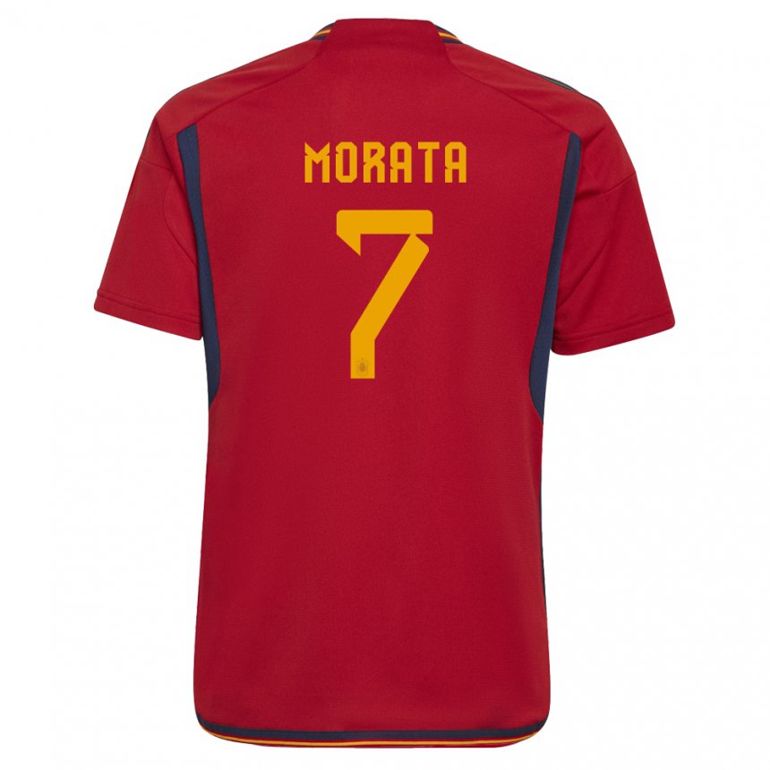 Kinder Spanische Alvaro Morata #7 Rot Heimtrikot Trikot 22-24 T-shirt Belgien
