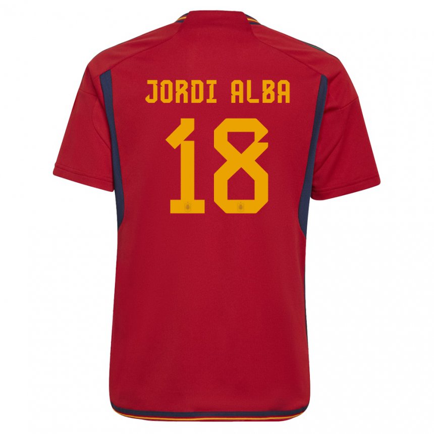 Kinder Spanische Jordi Alba #18 Rot Heimtrikot Trikot 22-24 T-shirt Belgien