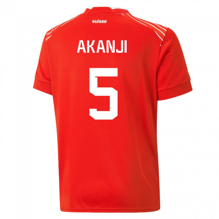 Kinder Schweizer Manuel Akanji #5 Rot Heimtrikot Trikot 22-24 T-shirt Belgien