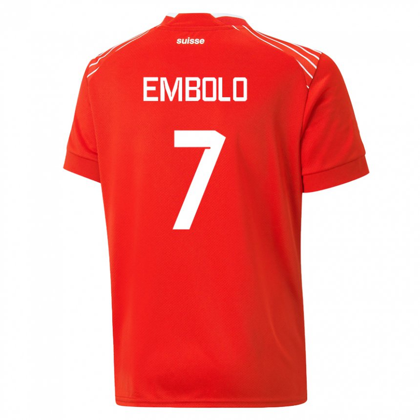 Enfant Maillot Suisse Breel Embolo #7 Rouge Tenues Domicile 22-24 T-shirt Belgique