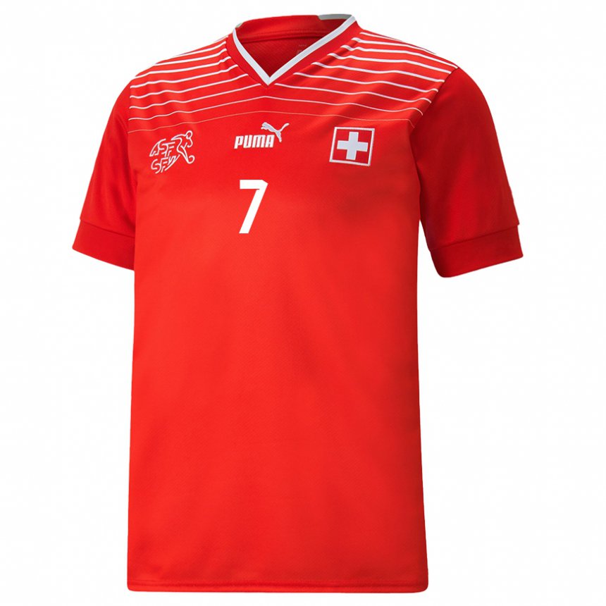 Kinder Schweizer Breel Embolo #7 Rot Heimtrikot Trikot 22-24 T-shirt Belgien