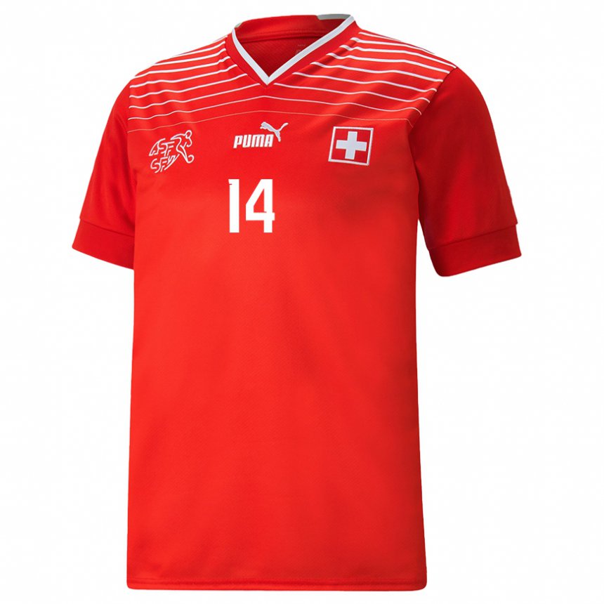 Kinder Schweizer Michel Aebischer #14 Rot Heimtrikot Trikot 22-24 T-shirt Belgien