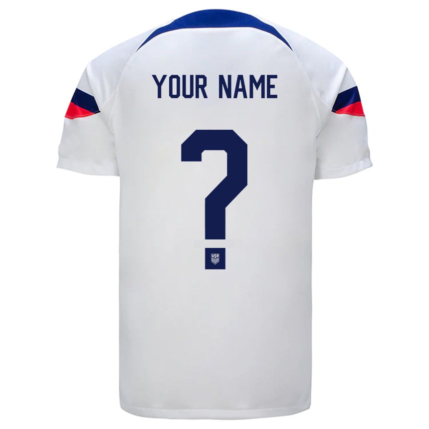 Enfant Maillot États-unis Votre Nom #0 Blanc Tenues Domicile 22-24 T-shirt Belgique