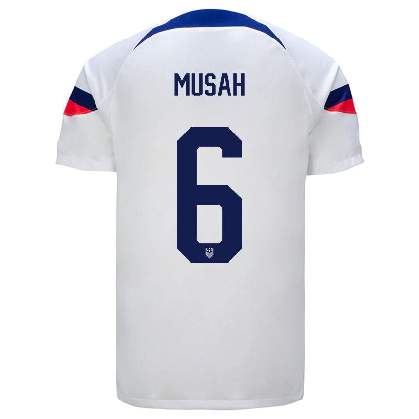 Kinder Us-amerikanische Yunus Musah #6 Weiß Heimtrikot Trikot 22-24 T-shirt Belgien