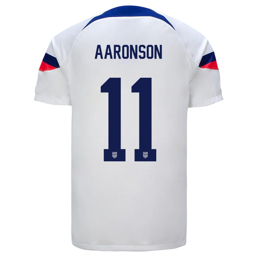 Kinder Us-amerikanische Brenden Aaronson #11 Weiß Heimtrikot Trikot 22-24 T-shirt Belgien