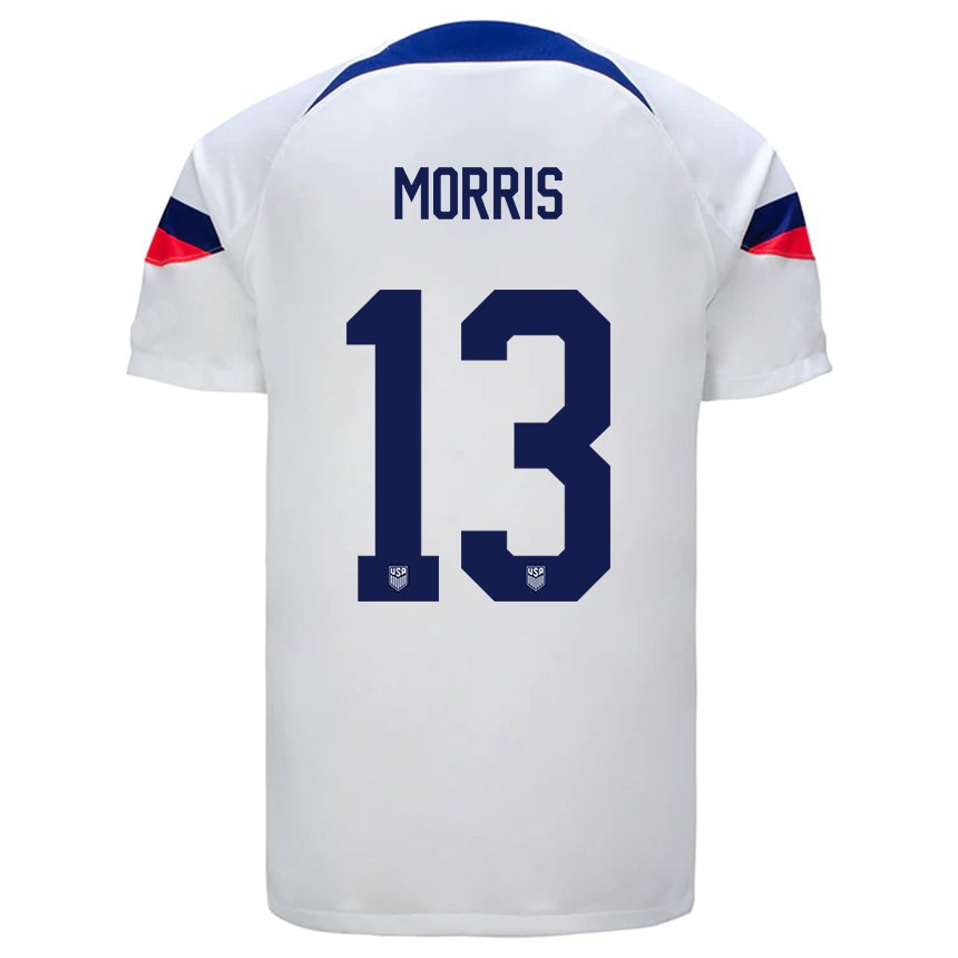Kinder Us-amerikanische Jordan Morris #13 Weiß Heimtrikot Trikot 22-24 T-shirt Belgien