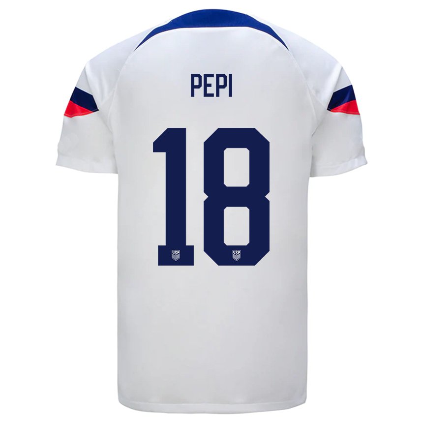 Kinder Us-amerikanische Ricardo Pepi #18 Weiß Heimtrikot Trikot 22-24 T-shirt Belgien