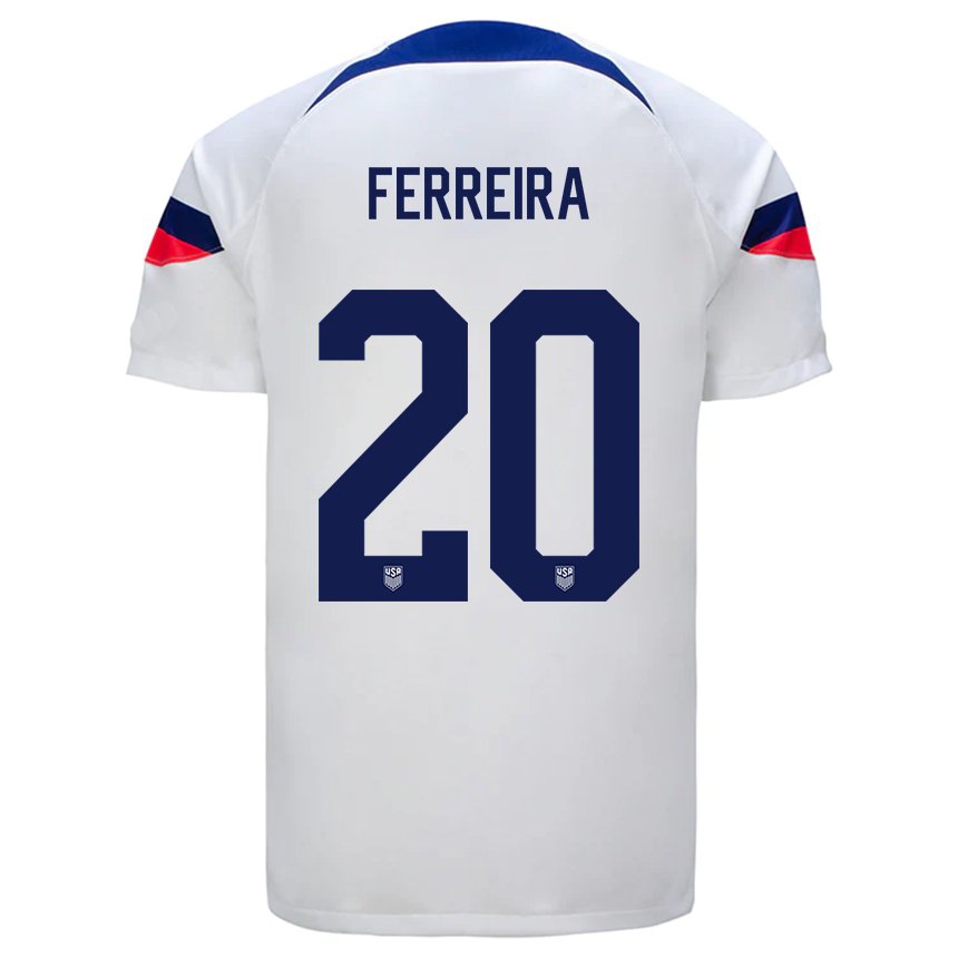 Kinder Us-amerikanische Jesus Ferreira #20 Weiß Heimtrikot Trikot 22-24 T-shirt Belgien