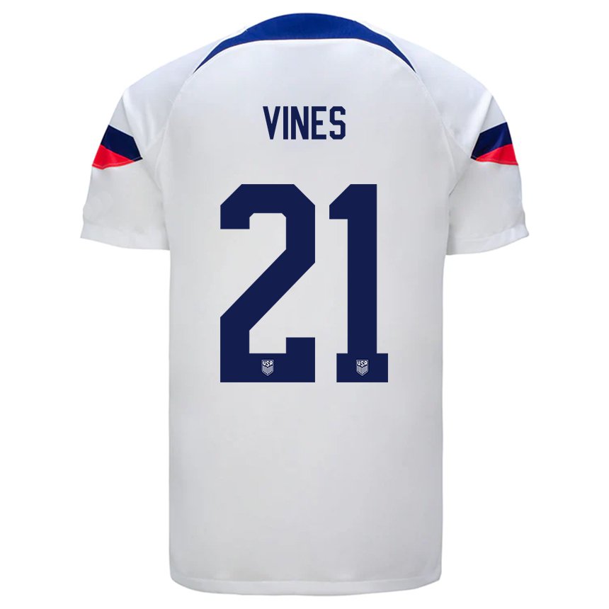 Enfant Maillot États-unis Sam Vines #21 Blanc Tenues Domicile 22-24 T-shirt Belgique