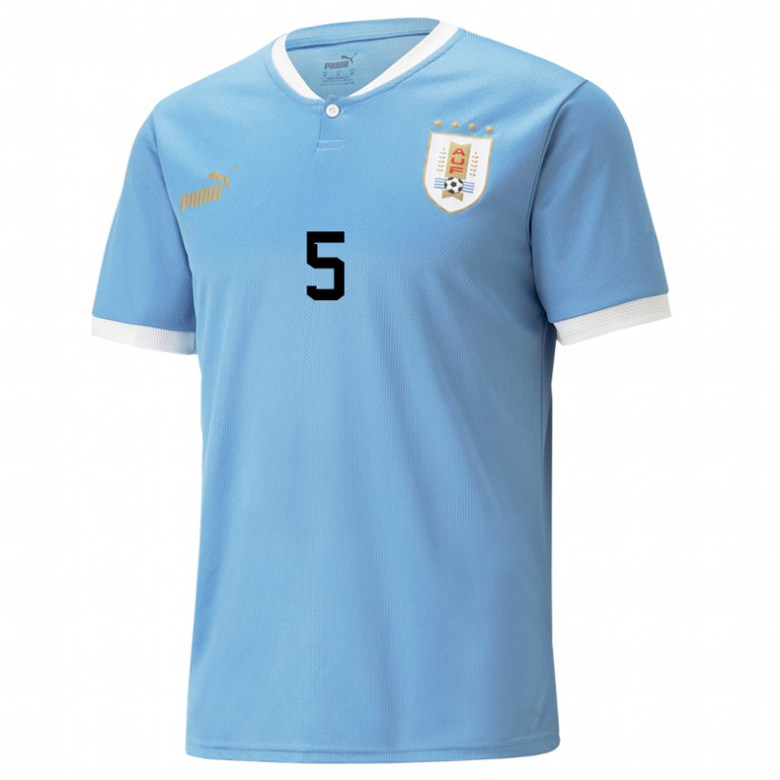 Kinder Uruguayische Matias Vecino #5 Blau Heimtrikot Trikot 22-24 T-shirt Belgien
