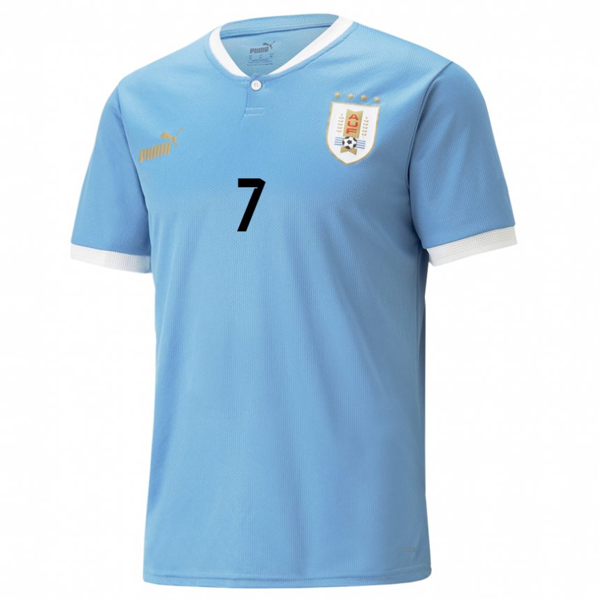 Kinder Uruguayische Nicolas De La Cruz #7 Blau Heimtrikot Trikot 22-24 T-shirt Belgien