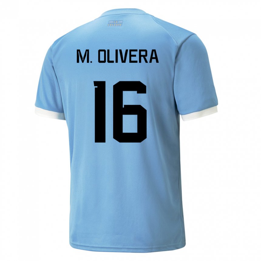 Kinderen Uruguayaans Mathias Olivera #16 Blauw Thuisshirt Thuistenue 22-24 T-shirt België