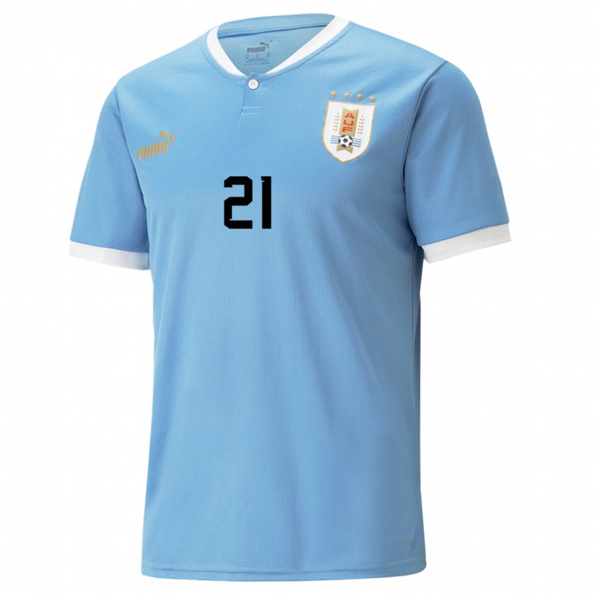 Kinder Uruguayische Gullermo Varela #21 Blau Heimtrikot Trikot 22-24 T-shirt Belgien