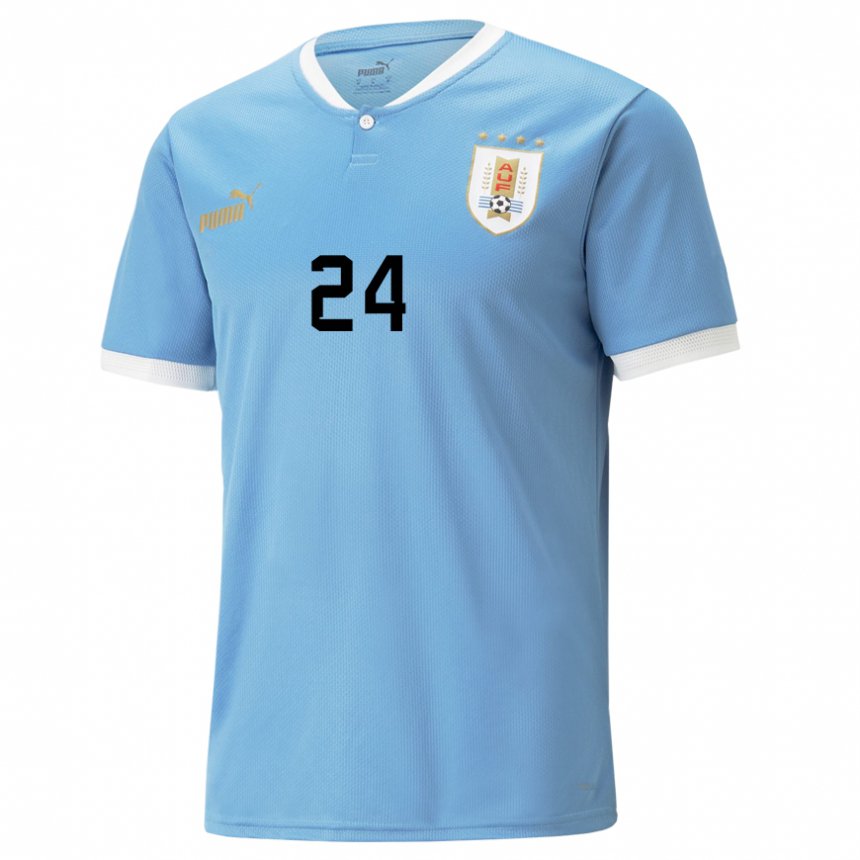 Kinder Uruguayische Brian Ocampo #24 Blau Heimtrikot Trikot 22-24 T-shirt Belgien