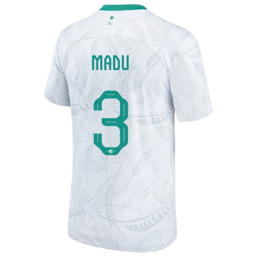 Enfant Maillot Arabie Saoudite Abdullah Madu #3 Blanc Tenues Domicile 22-24 T-shirt Belgique