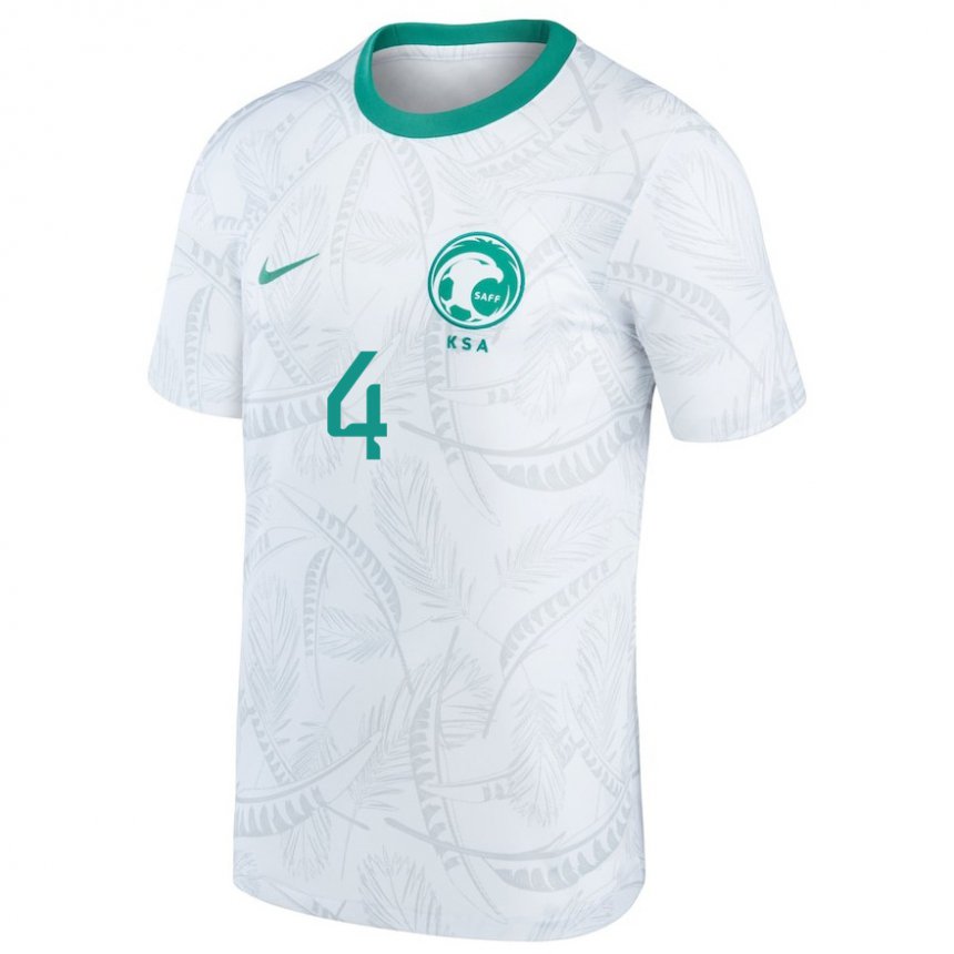 Enfant Maillot Arabie Saoudite Abdulelah Al Amri #4 Blanc Tenues Domicile 22-24 T-shirt Belgique