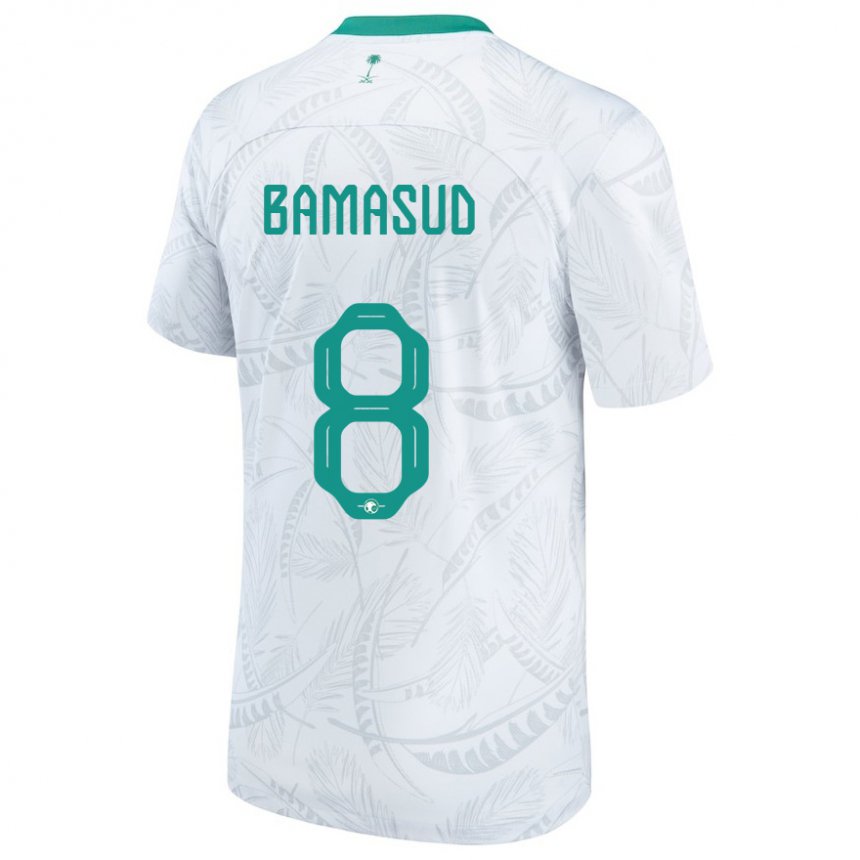 Enfant Maillot Arabie Saoudite Ahmed Bamasud #8 Blanc Tenues Domicile 22-24 T-shirt Belgique