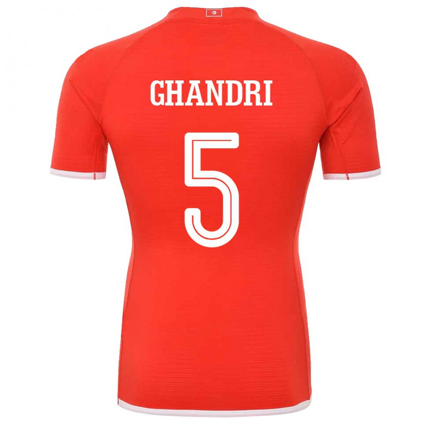 Enfant Maillot Tunisie Nader Ghandri #5 Rouge Tenues Domicile 22-24 T-shirt Belgique
