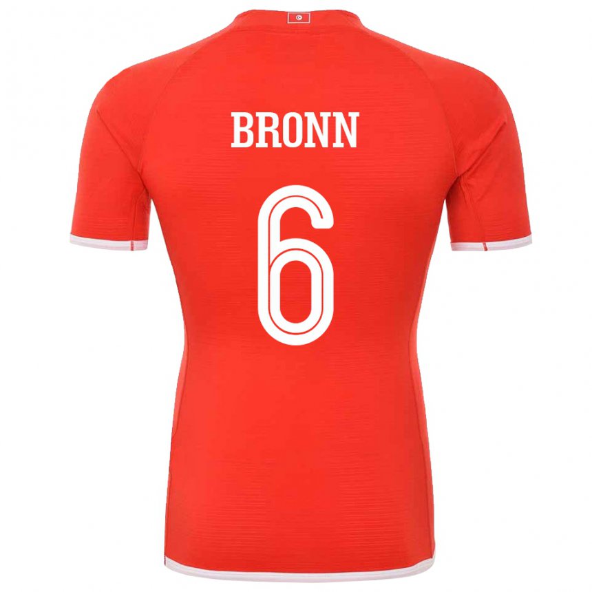 Enfant Maillot Tunisie Dylan Bronn #6 Rouge Tenues Domicile 22-24 T-shirt Belgique