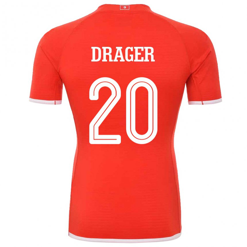 Kinderen Tunesisch Mohamed Drager #20 Rood Thuisshirt Thuistenue 22-24 T-shirt België