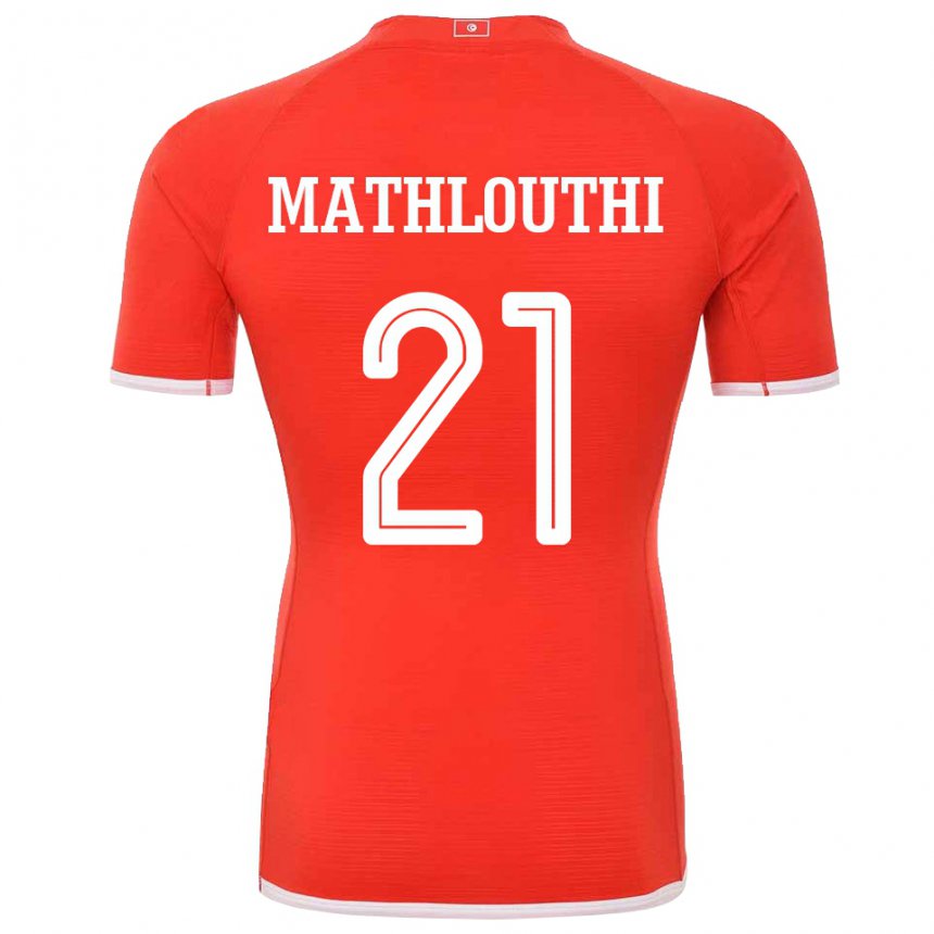 Enfant Maillot Tunisie Hamza Mathlouthi #21 Rouge Tenues Domicile 22-24 T-shirt Belgique
