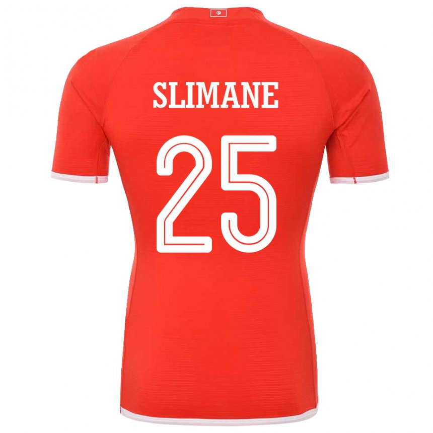 Enfant Maillot Tunisie Anis Ben Slimane #25 Rouge Tenues Domicile 22-24 T-shirt Belgique