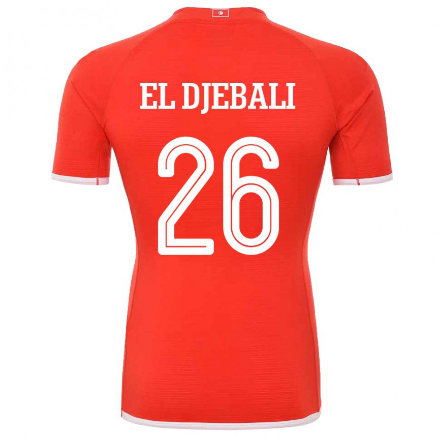 Enfant Maillot Tunisie Chaim El Djebali #26 Rouge Tenues Domicile 22-24 T-shirt Belgique