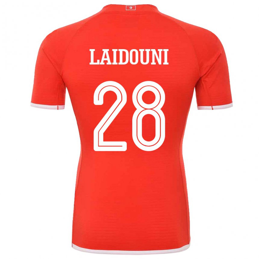 Enfant Maillot Tunisie Aissa Laidouni #28 Rouge Tenues Domicile 22-24 T-shirt Belgique
