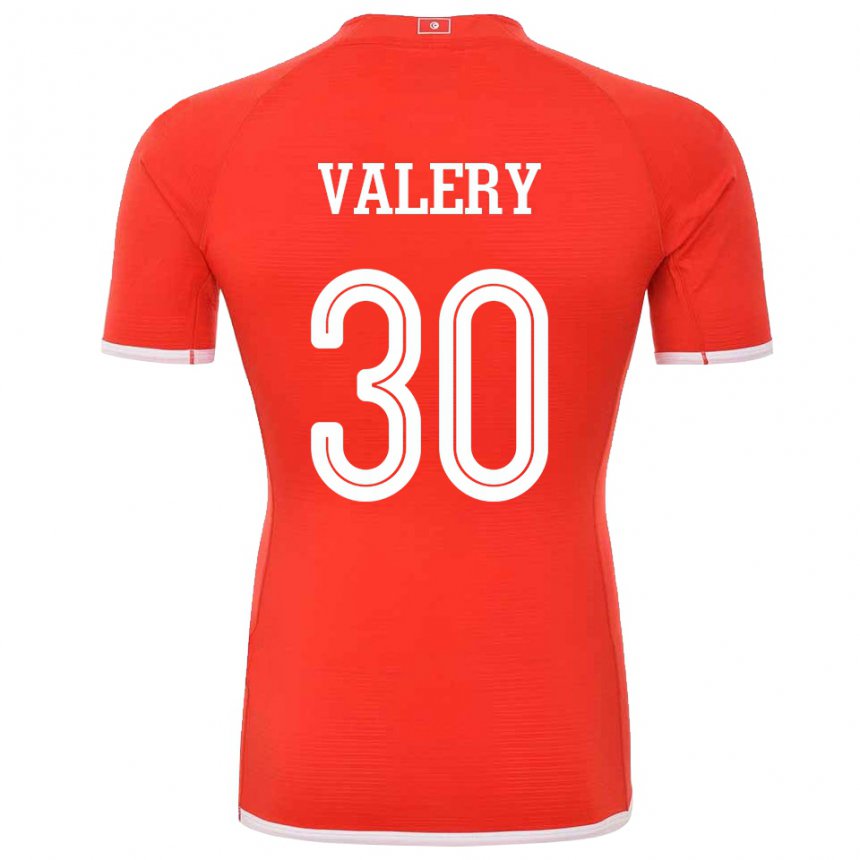 Enfant Maillot Tunisie Yann Valery #30 Rouge Tenues Domicile 22-24 T-shirt Belgique