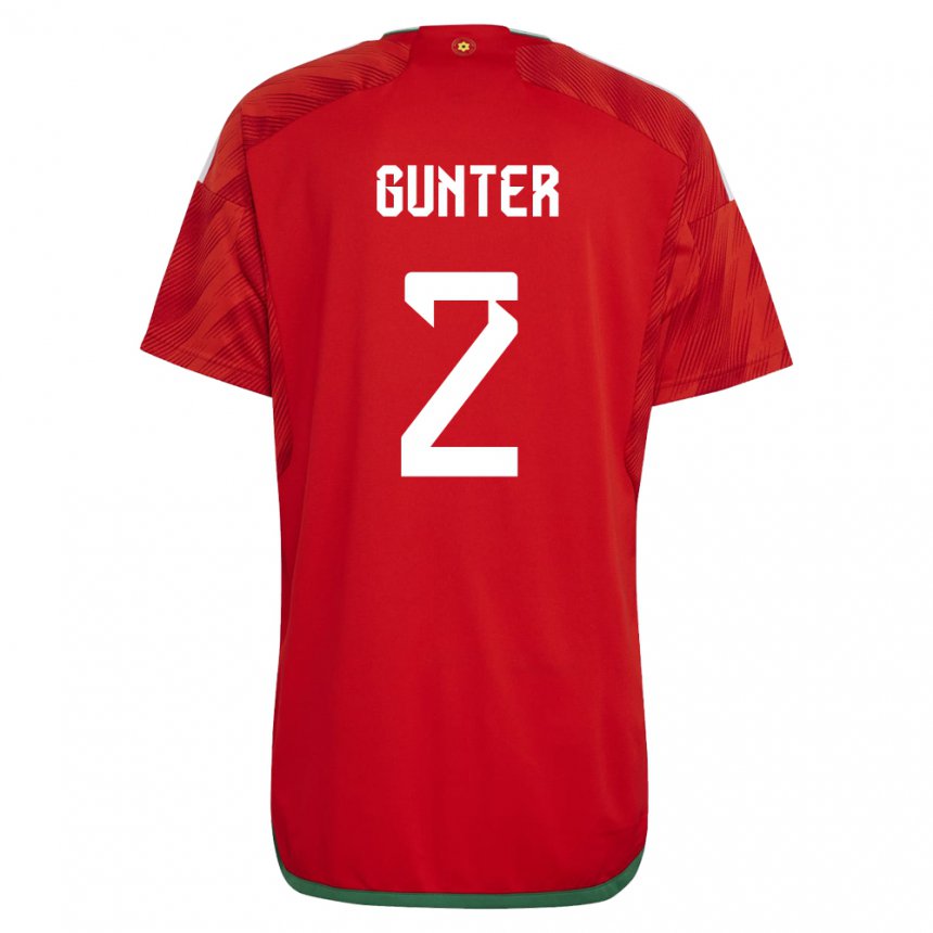 Enfant Maillot Pays De Galles Chris Gunter #2 Rouge Tenues Domicile 22-24 T-shirt Belgique