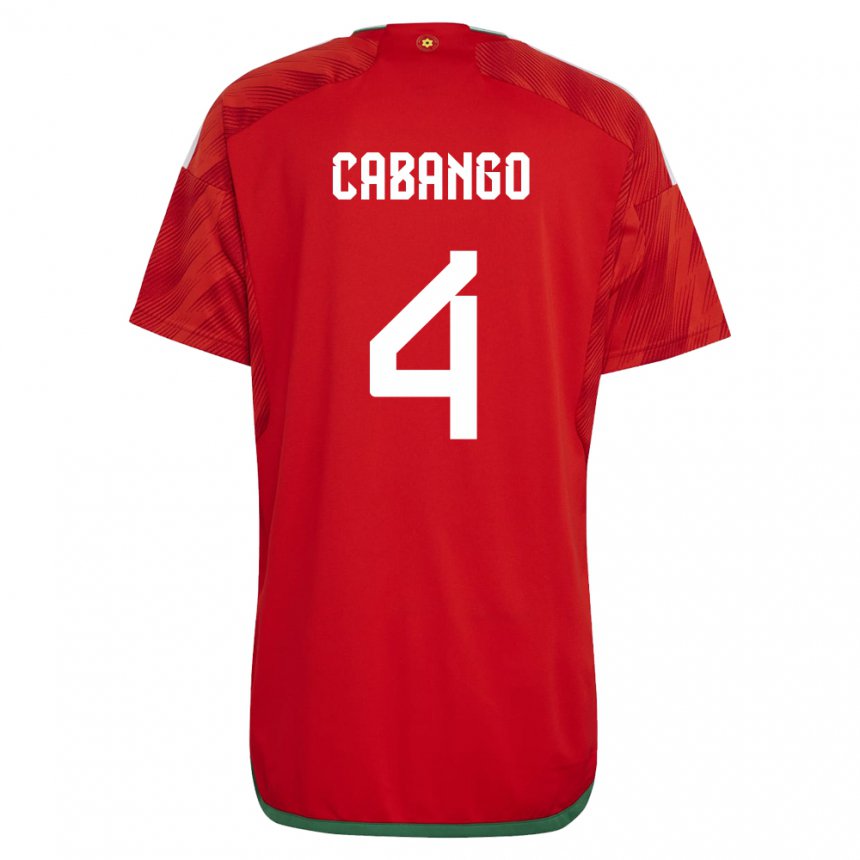 Enfant Maillot Pays De Galles Ben Cabango #4 Rouge Tenues Domicile 22-24 T-shirt Belgique