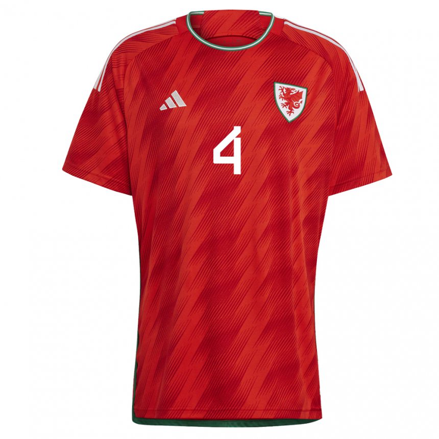 Kinder Walisische Ben Cabango #4 Rot Heimtrikot Trikot 22-24 T-shirt Belgien