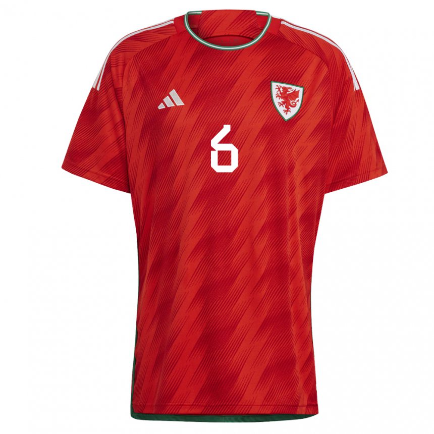 Kinder Walisische Joe Rodon #6 Rot Heimtrikot Trikot 22-24 T-shirt Belgien