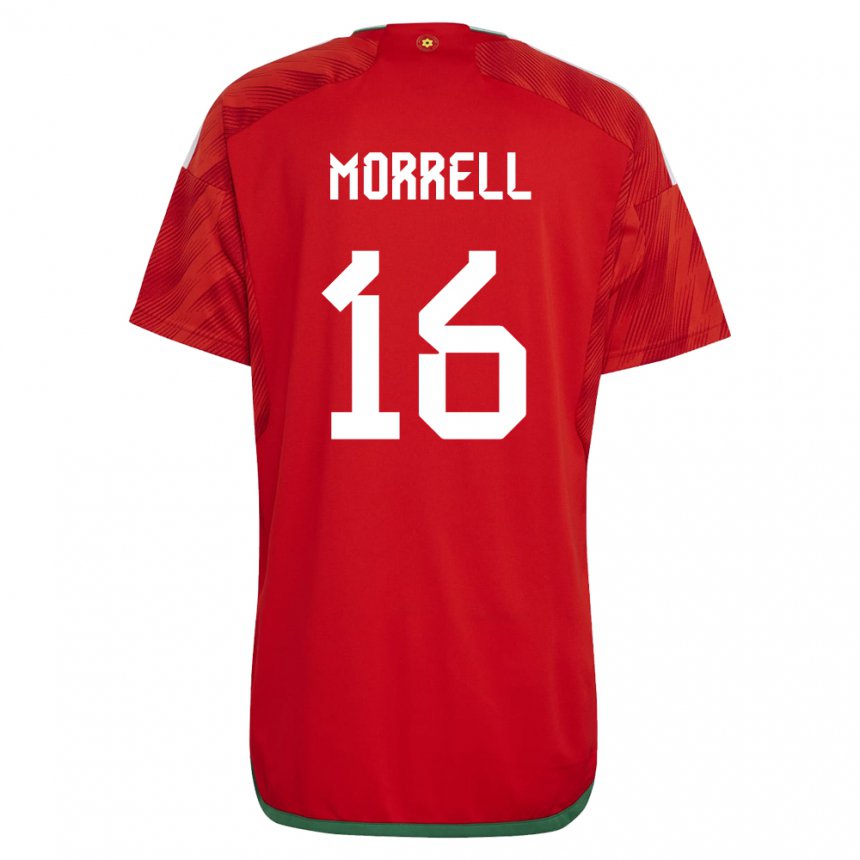 Kinder Walisische Joe Morrell #16 Rot Heimtrikot Trikot 22-24 T-shirt Belgien