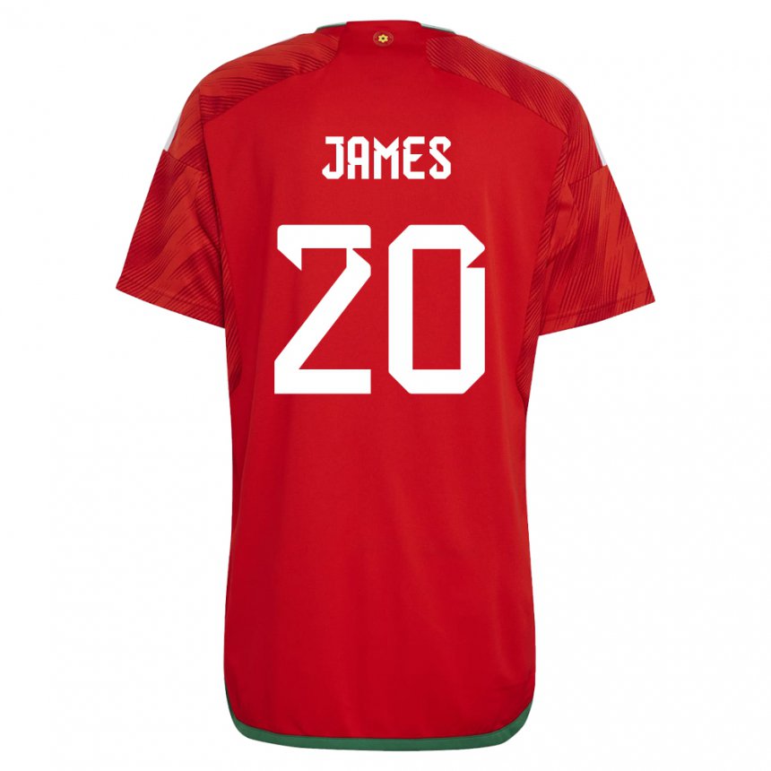 Kinder Walisische Daniel James #20 Rot Heimtrikot Trikot 22-24 T-shirt Belgien