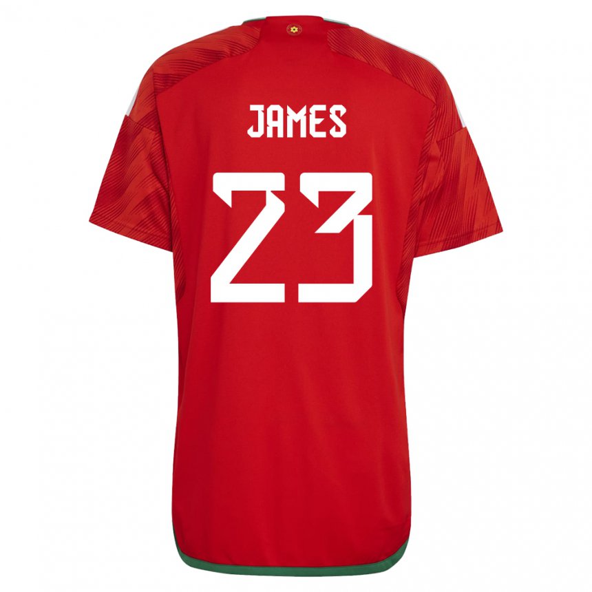 Kinder Walisische Jordan James #23 Rot Heimtrikot Trikot 22-24 T-shirt Belgien