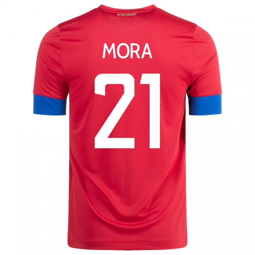 Kinder Costa-ricanische Carlos Mora #21 Rot Heimtrikot Trikot 22-24 T-shirt Belgien
