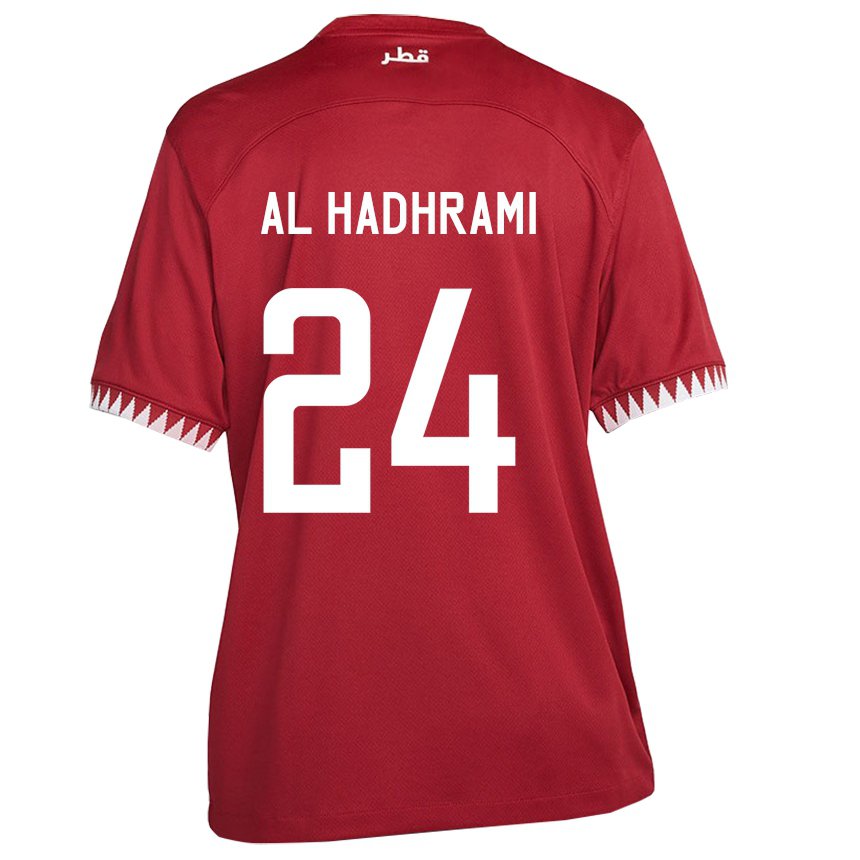 Kinder Katarische Naif Abdulraheem Al Hadhrami #24 Kastanienbraun Heimtrikot Trikot 22-24 T-shirt Belgien