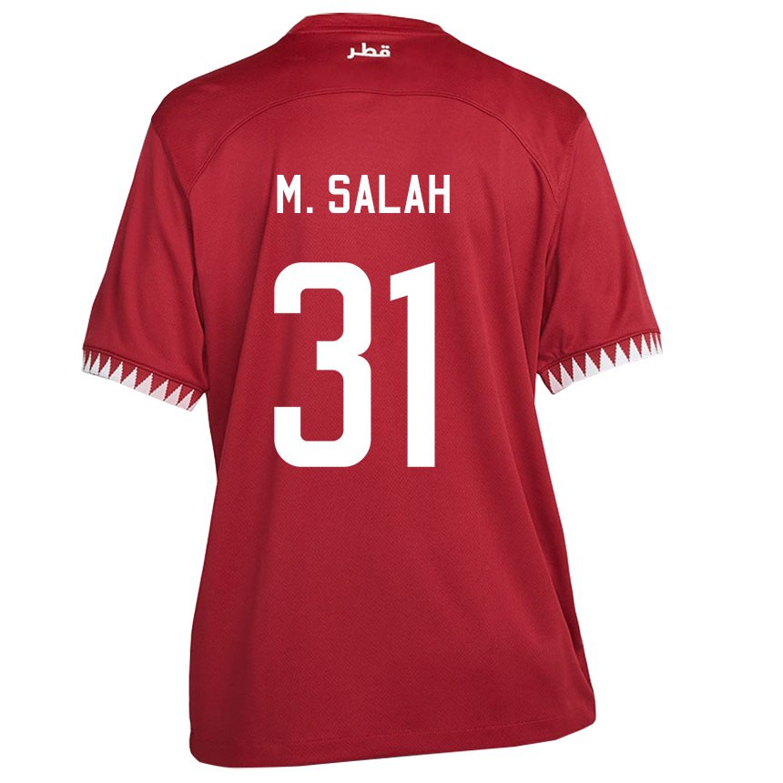 Kinderen Qatarees Salah Zakaria #31 Kastanjebruin Thuisshirt Thuistenue 22-24 T-shirt België