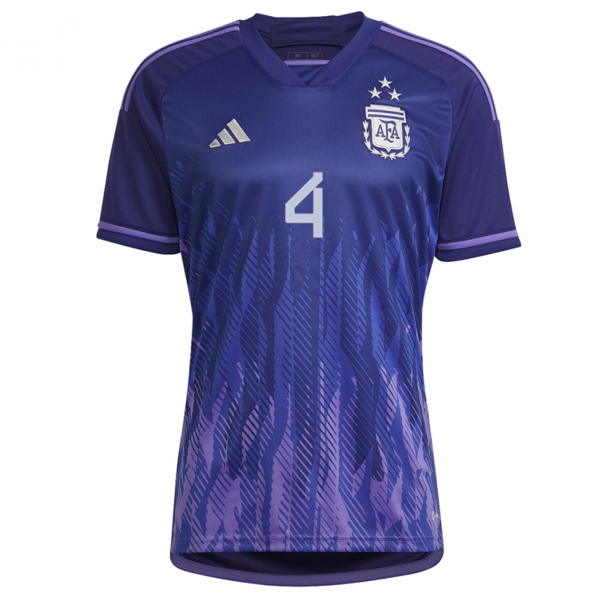 Kinder Argentinische Gonzalo Montiel #4 Violett Auswärtstrikot Trikot 22-24 T-shirt Belgien