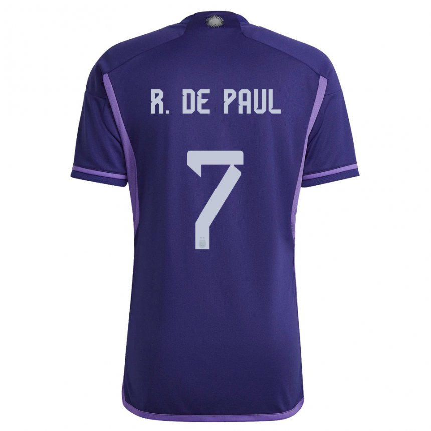 Kinder Argentinische Rodrigo De Paul #7 Violett Auswärtstrikot Trikot 22-24 T-shirt Belgien