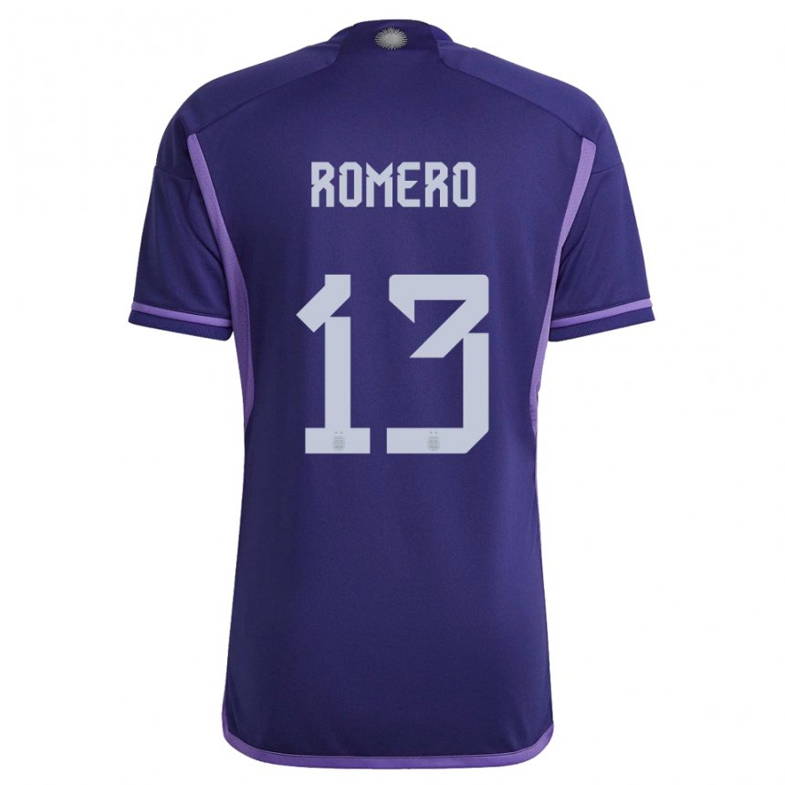 Kinder Argentinische Cristian Romero #13 Violett Auswärtstrikot Trikot 22-24 T-shirt Belgien