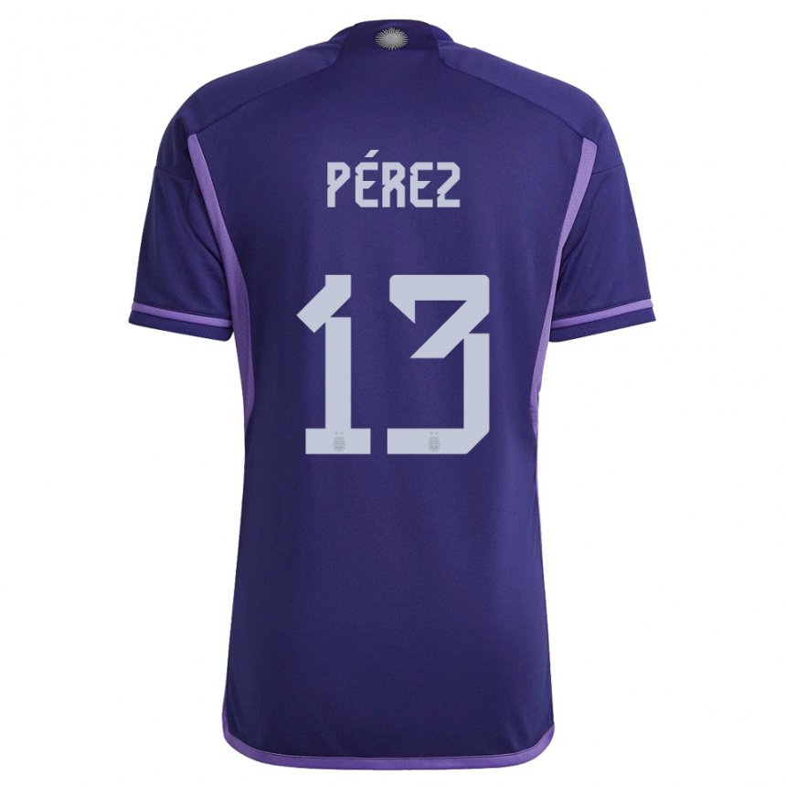 Kinder Argentinische Nehuen Perez #13 Violett Auswärtstrikot Trikot 22-24 T-shirt Belgien