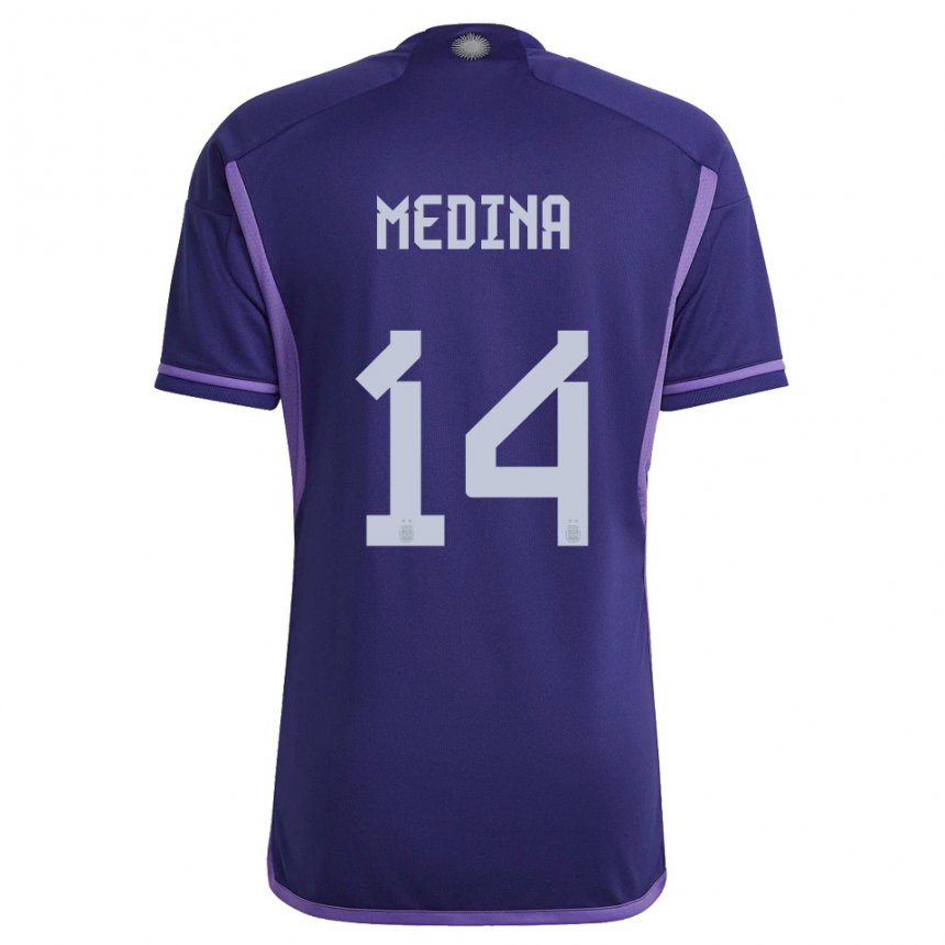 Kinder Argentinische Facundo Medina #14 Violett Auswärtstrikot Trikot 22-24 T-shirt Belgien