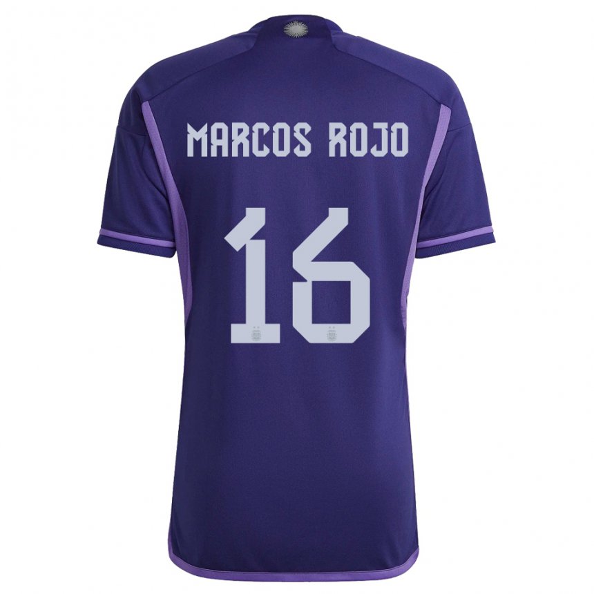 Kinder Argentinische Marcos Rojo #16 Violett Auswärtstrikot Trikot 22-24 T-shirt Belgien