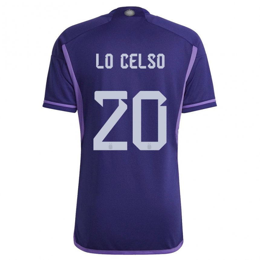 Kinder Argentinische Giovani Lo Celso #20 Violett Auswärtstrikot Trikot 22-24 T-shirt Belgien