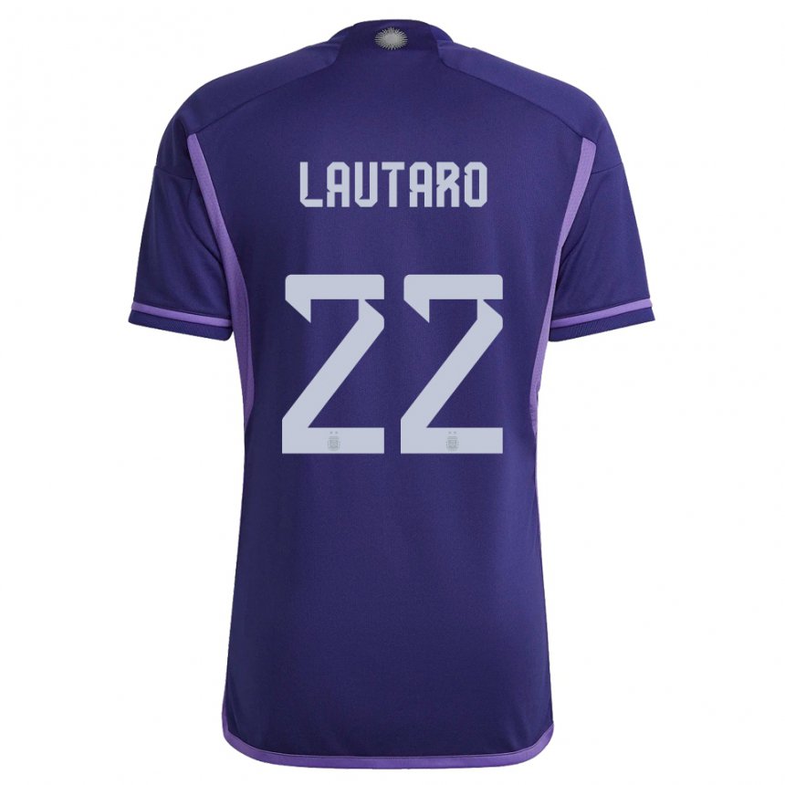 Kinder Argentinische Lautaro Martinez #22 Violett Auswärtstrikot Trikot 22-24 T-shirt Belgien