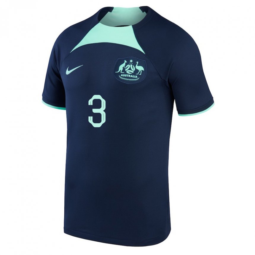 Kinder Australische Nathaniel Atkinson #3 Dunkelblau Auswärtstrikot Trikot 22-24 T-shirt Belgien