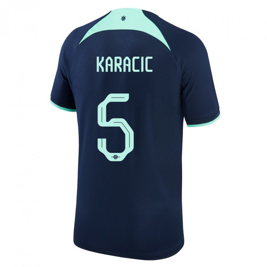 Kinder Australische Fran Karacic #5 Dunkelblau Auswärtstrikot Trikot 22-24 T-shirt Belgien